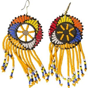 Earrings: Colorful Kenyan Handmade Maasai Earrings. Bold, and beautiful.